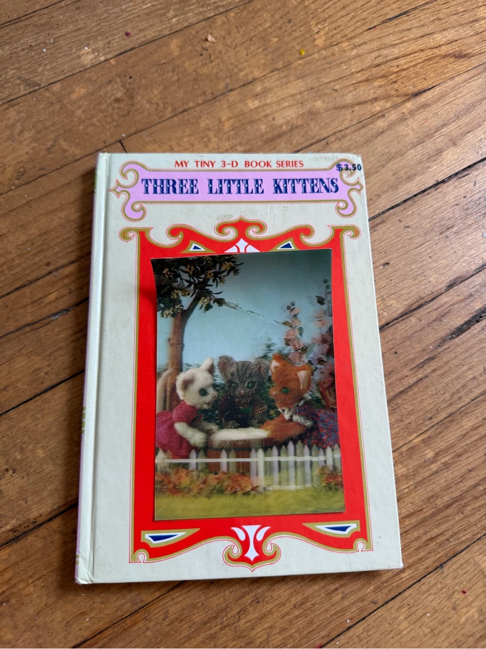 Vintage 1977 Three Little Kittens My Tiny 3-D Book Lenticular Cover Playmore